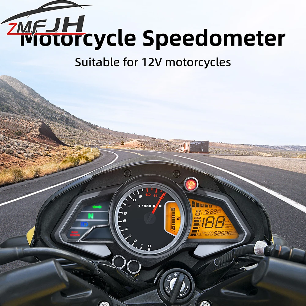

Motorcycle Speedometer For Bajaj 200NS Tachometer Odometer Fuel Gauge Oil Pressure Water Temp Gear Digital LCD Instrument 12V