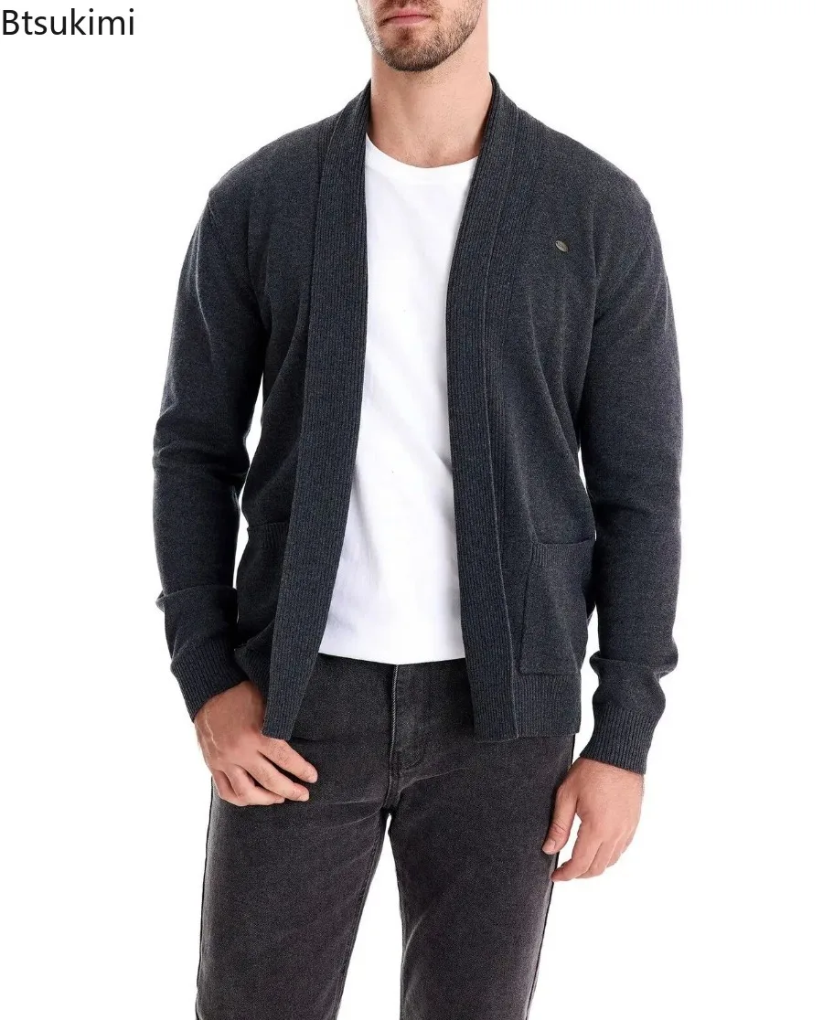 

New Autumn Winter Cotton Cardigans for Men High Quality Loose Casual Sweater Coats Fashion Business Social Knitted Sweaters Male