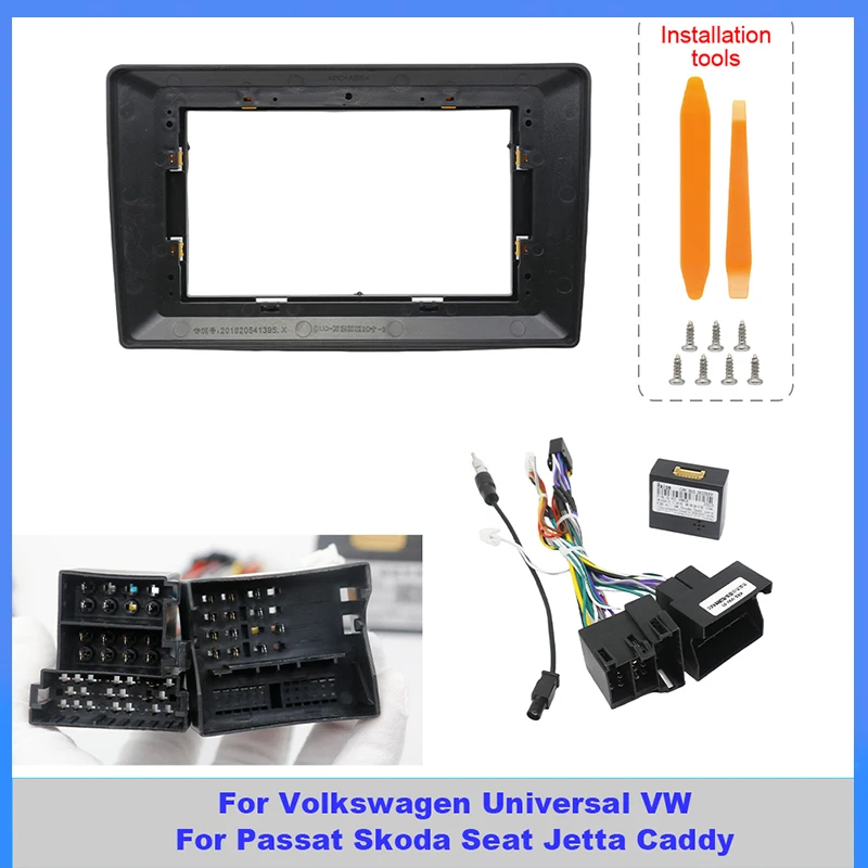 

For Volkswagen Passat Jetta Caddy Skoda Seat Universal 10.1 Inch Android Car Stereo Fascia with Wiring Harness & CANBUS