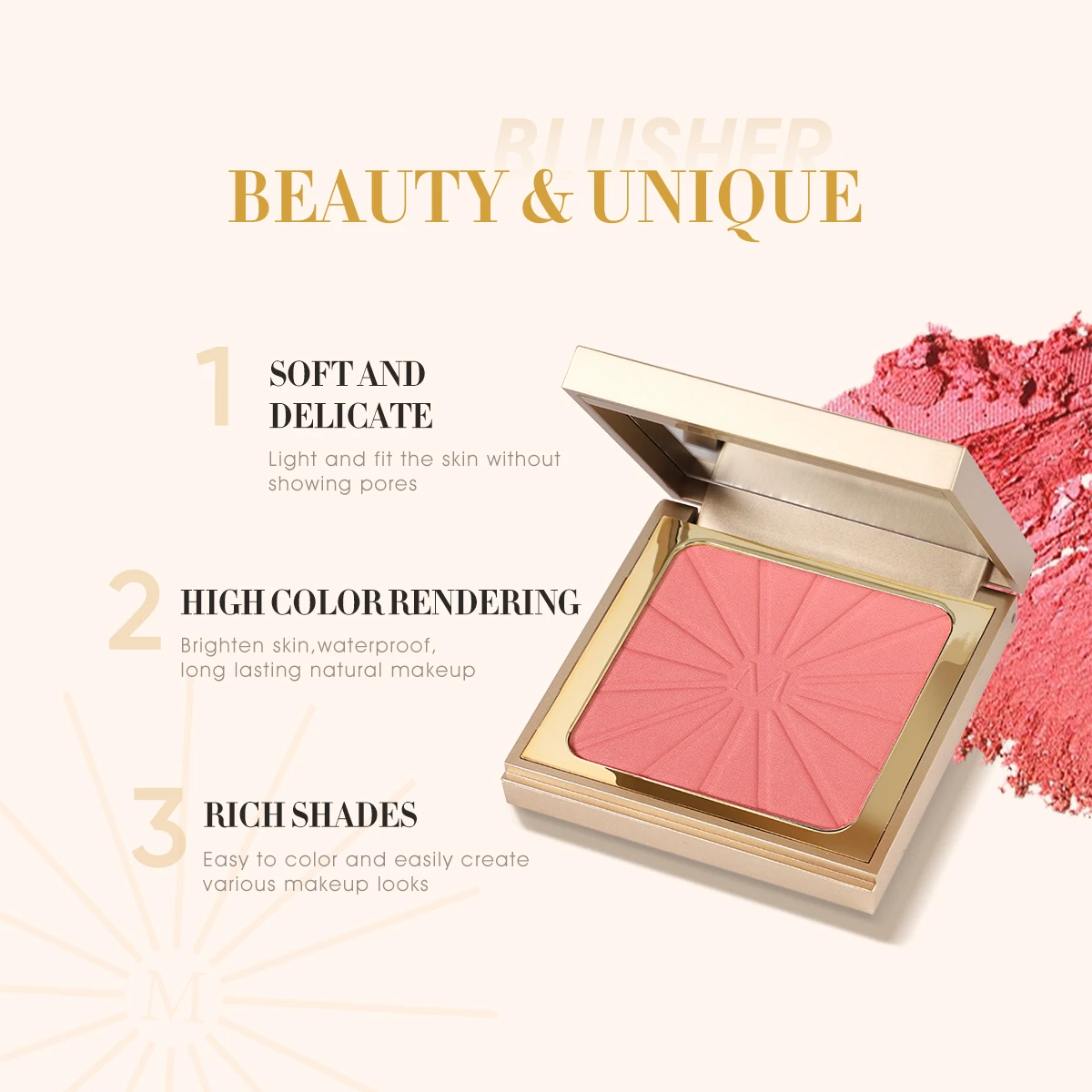 IMAGIC 8-Color Face Blush & Highlighter Palette Natural Cheek Pigment Rouge Highlighter Brighten Long-Lasting Makeup Cosmetics