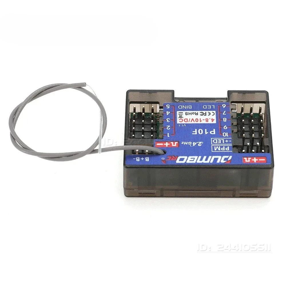 DUMBORC P10F P10FG 10CH 2.4G Receiver Gyro Voltage Return for X10P-350 DDF-350 Transmitter Remote Control RC Car Boat Tank Model