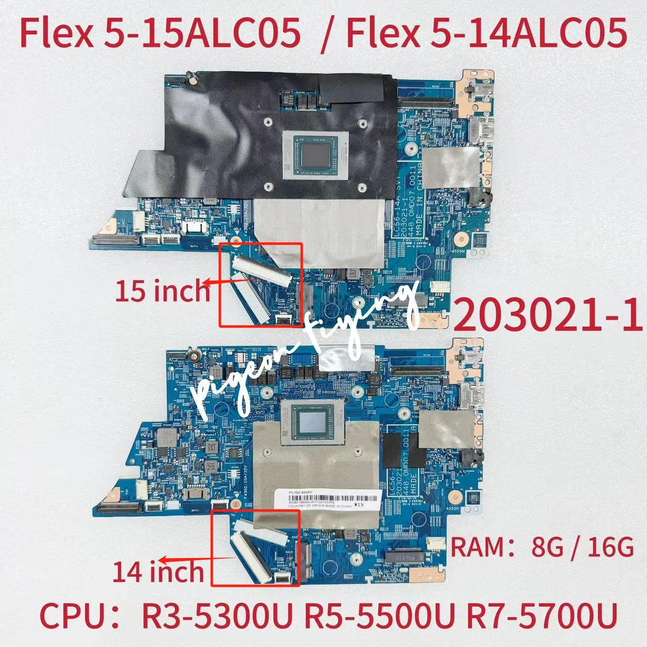 Flex 5-15ALC05 Mainboard For Ideapad Flex 5-14ALC05  Laptop Motherboard CPU: R3 R5 R7 RAM:8G 16G 203021-1 FRU: 5B21B84830