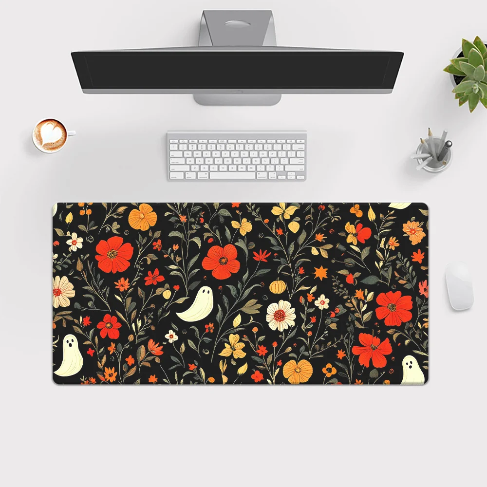 1pc Floral Design Gaming Mouse Pad, Large Rubber Desk Mat for PC, Laptop, Office - Waterproof, Anti-Slip Base with Vibrant Red F