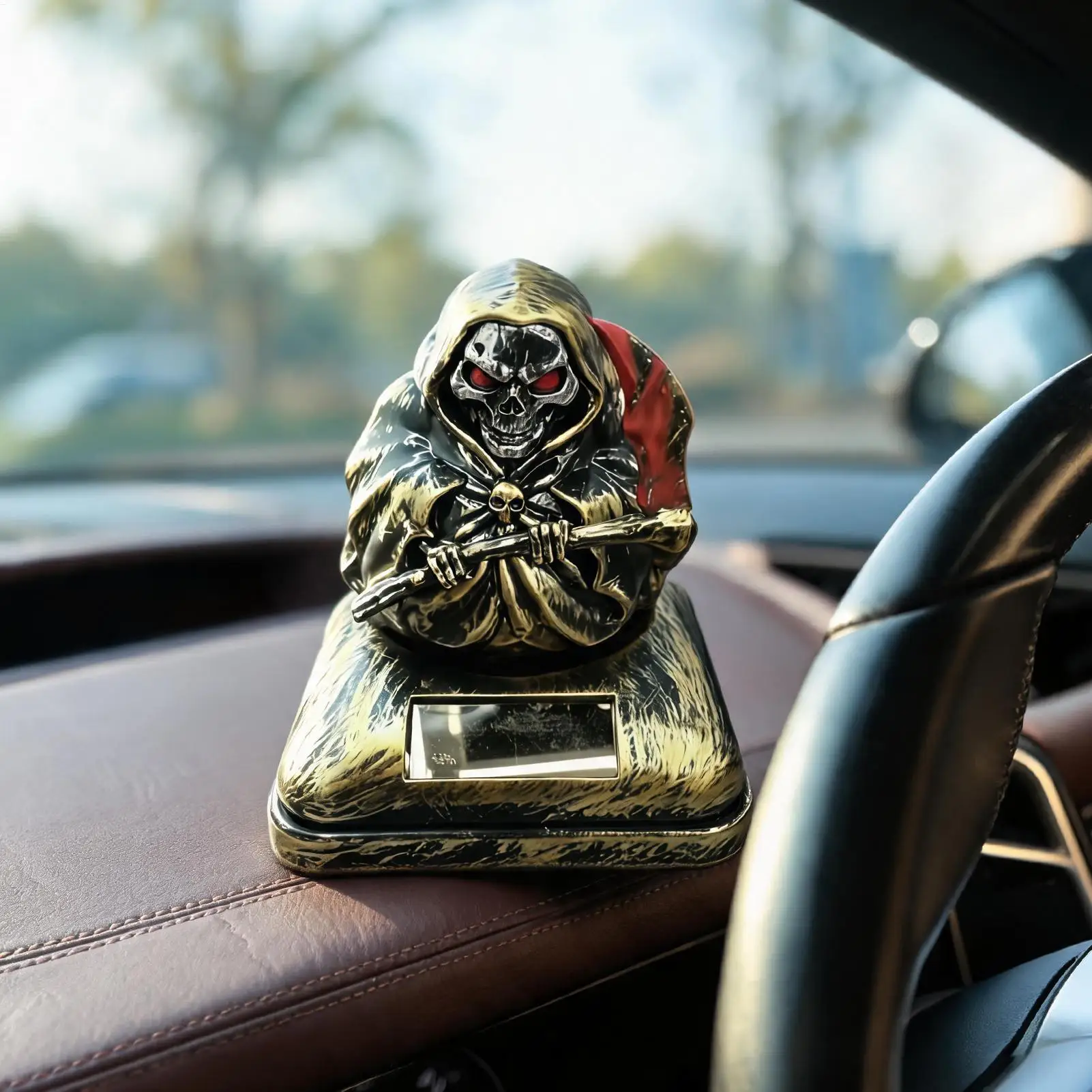 Halloween Car Solar Ornament Spooky Halloween Solar Decor Cat Skeleton Ornament For Home Garden Cafe Bar Indoor Window Porch