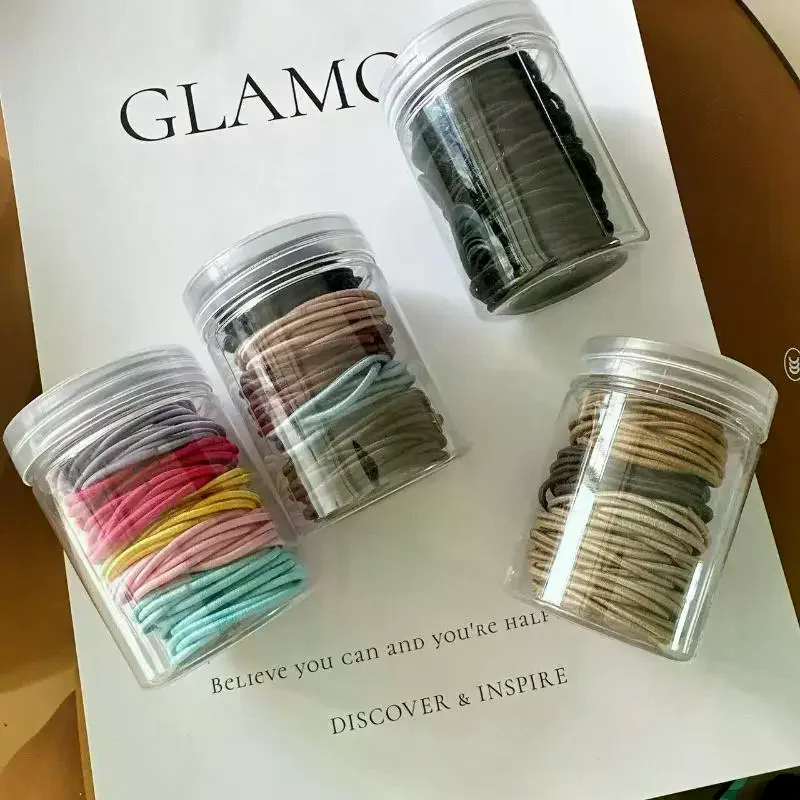100Pcs Simple Seamless Hair Bands High Elasticity No Break Rubber Hair Ropes for Women Home Office Daily Hair Accessories