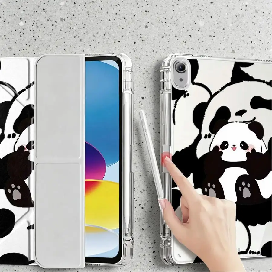 With Pen Slot Cover Tablet Case For Samsung Galaxy Tab S10 Lite S9 Plus S8 A11 S7 FE A9 Plus A8 Cute Cartoon Panda