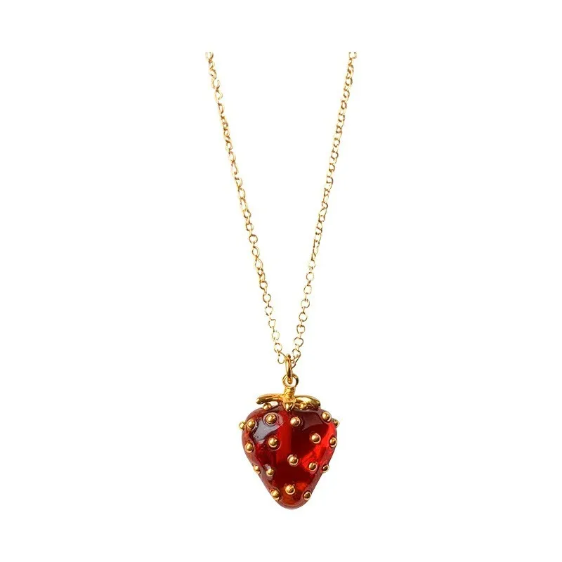 New Women's Necklace Earrings Trendy Temperament Strawberry Autumn and Winter Style Elegant Lady Style Design Niche High-end