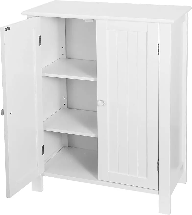 

Modern Floor Storage Cabinet w/ Adjustable Shelf & Double Door Rust Proof, Storage Organizer Cabinet for Bathroom Living Room