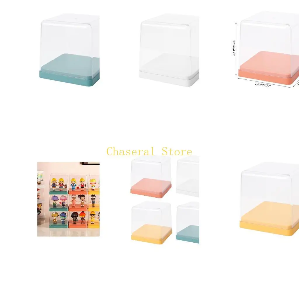 

E7CE Transparent Handmade Display Box Blind Roller Shutter Showcase Toy for Doll Model Storage Cabinet Dustproof Waterproof