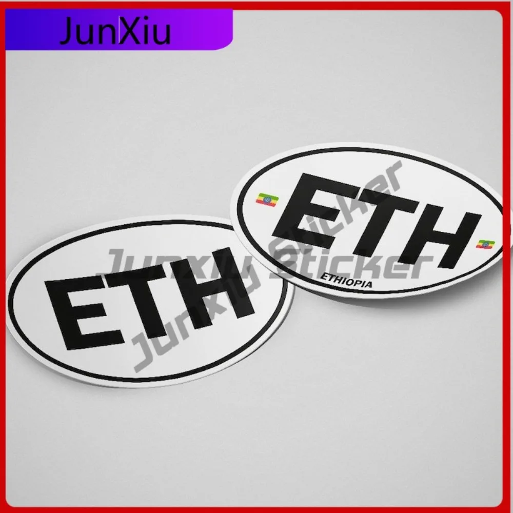 

Ethiopia Flag Sticker Oval-shaped White and Black Country Creative SUVs Campers Scratch Proof Anti UV Car Styling Vehicle Decor