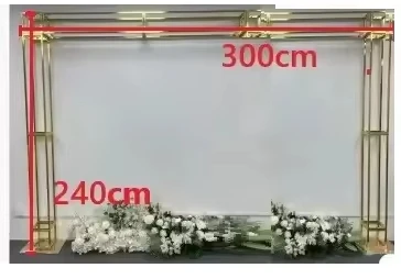 Vergoldeter Eisen-Blumenständer, quadratischer Raumteiler für Hochzeitsdekoration, Bühnenausstattung für Veranstaltungen – Detail 2