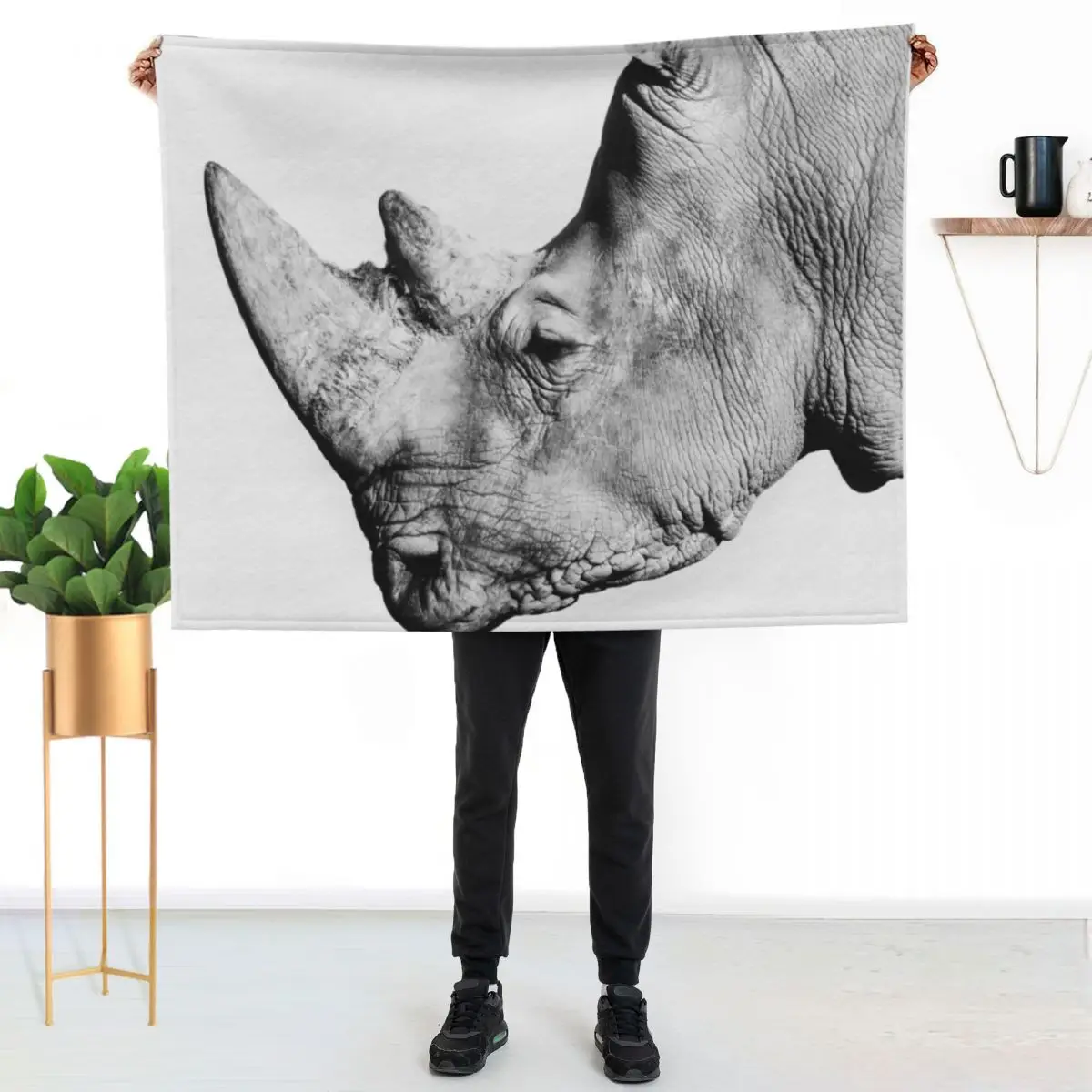 

White Rhino Throw Blanket Soft Solid Color Blanket for Couch Bed