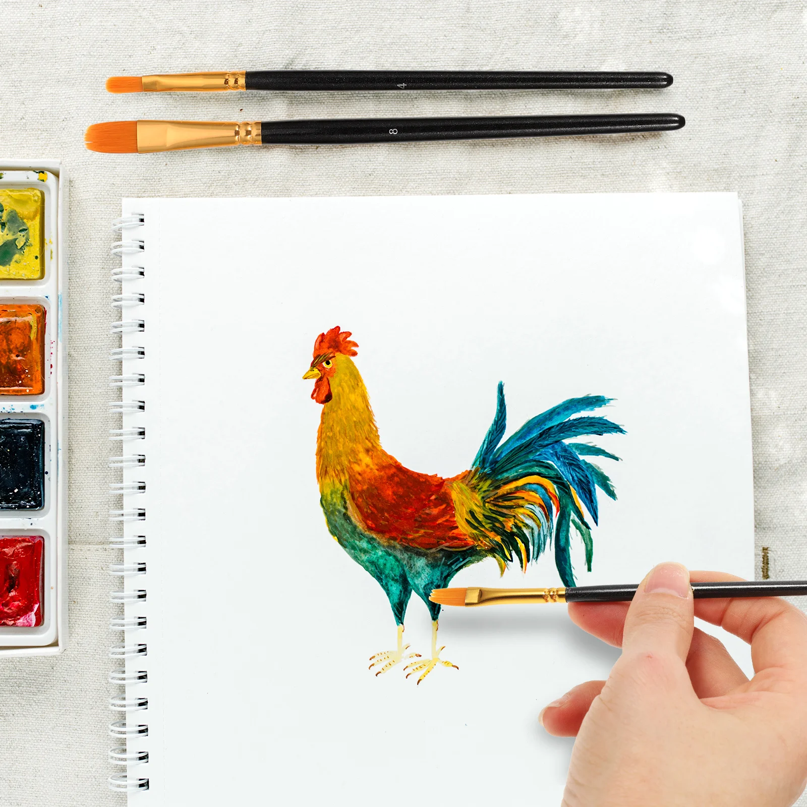 ชุดแปรงทาสี 1 ชุด ขนไนลอน สำหรับสีน้ำ สีอะคริลิก สีน้ำมัน สี gouache สำหรับศิลปิน นักเรียน และผู้เริ่มต้น