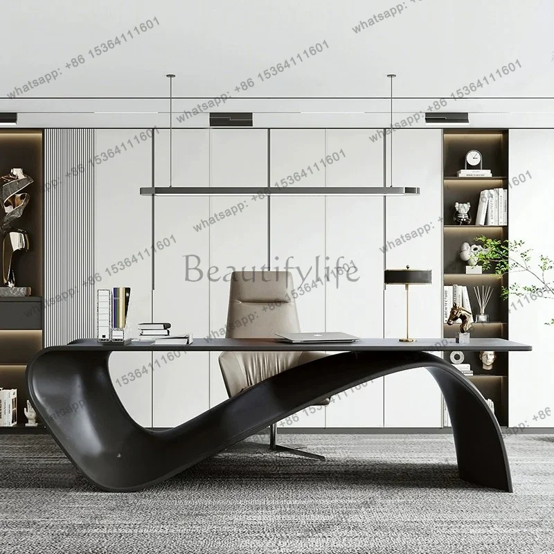 FRP modern manager's office desk personalized front desk designer special-shaped simple coffee table customization factory