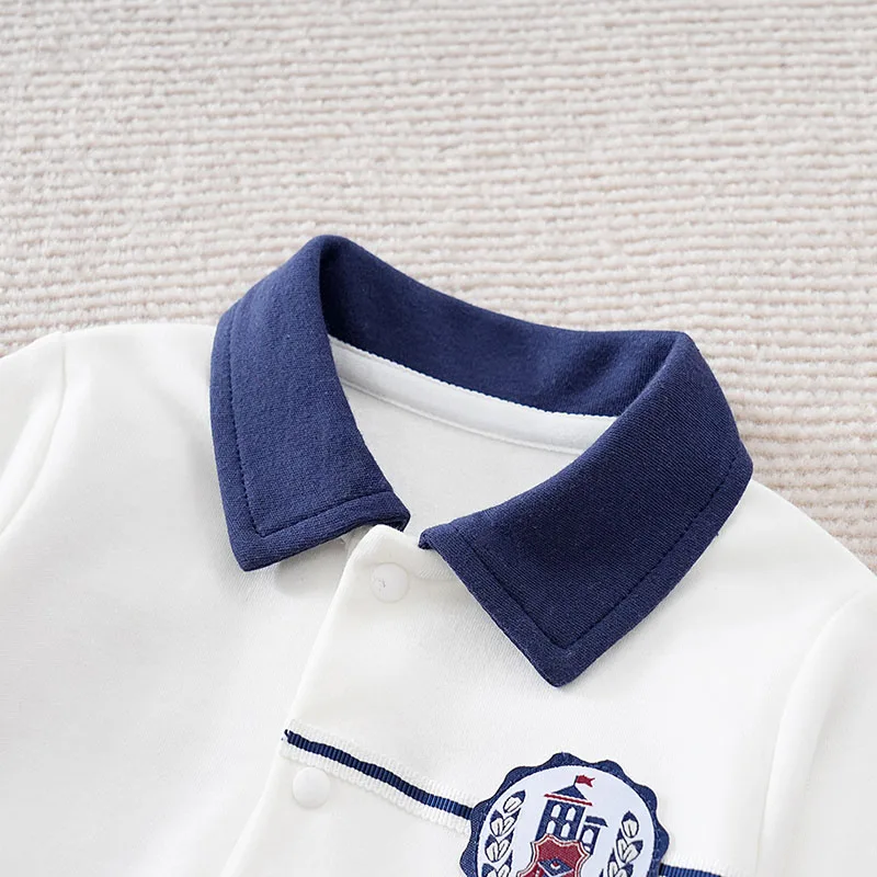 0-18m Newborn Clothing College Style Polo Shirt Casual Cotton Comfortable And Soft Spring And Autumn Long Sleeved Baby Jumpsuit