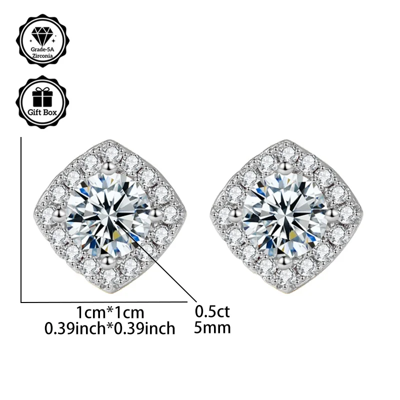 

Ювелирные изделия LAMVOICE для женщин/серьги-гвоздики с 1-каратным цирконием, серьги из стерлингового серебра 925 пробы, подарок на День святого Валентина для нее