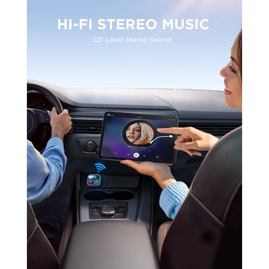 جهاز إرسال بلوتوث FM للسيارة، محول سيارة بلوتوث 5.3 لاسلكي، شاحن سيارة PD & QC 3.0 USB