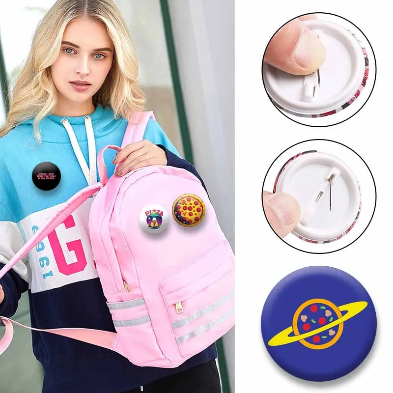 Funny Sex Bob Omb Text Pin Backpacks Clothes Brooches Round Snap-in Cartoon Brooch Fashion Jewelry Accessories Gifts for Friends view 2
