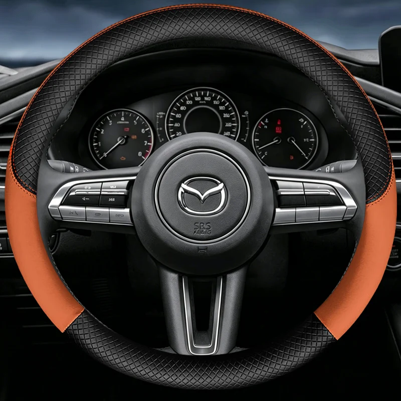 Accessories For Mazda  SKYACTIV Axela Atenza CX30 CX5 CX8 CX9 3 5 6  Leathe Car Steering Wheel Cove 3D Embossing