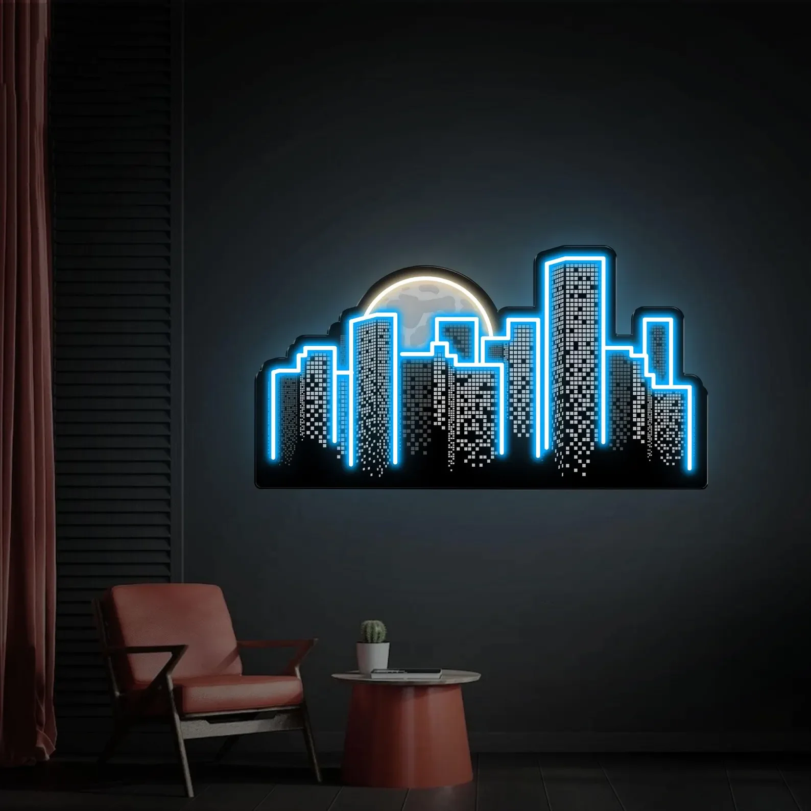 Cyberpunk City Skyline Neon Sign,Custom Urban Night Neon,Futuristic Wall Art,Cool Room Decor,Man Cave Decor,Gift For Gamer