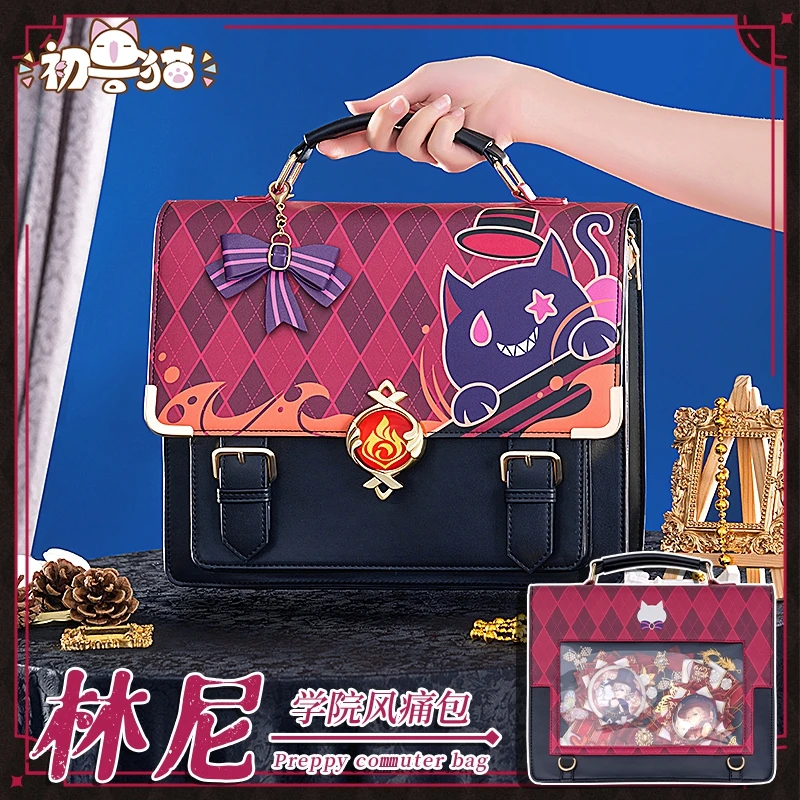 

Genshin Impact Lyney Satchel Bag Messenger Commuter Backpack Magician Leather Cosplay Bags Game Doujin Gifts