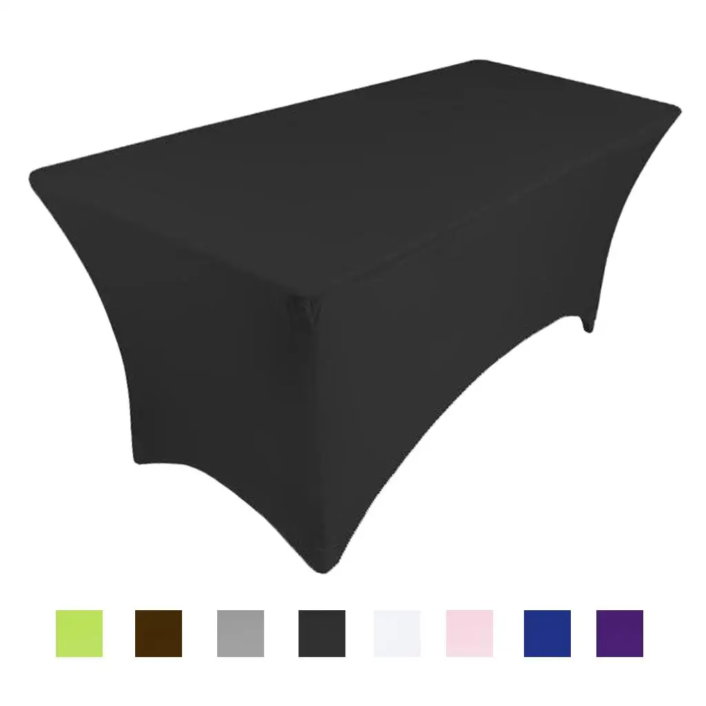 Rectangular Fitted Polyester Tablecloths Wedding Party Stretchable Table Covers