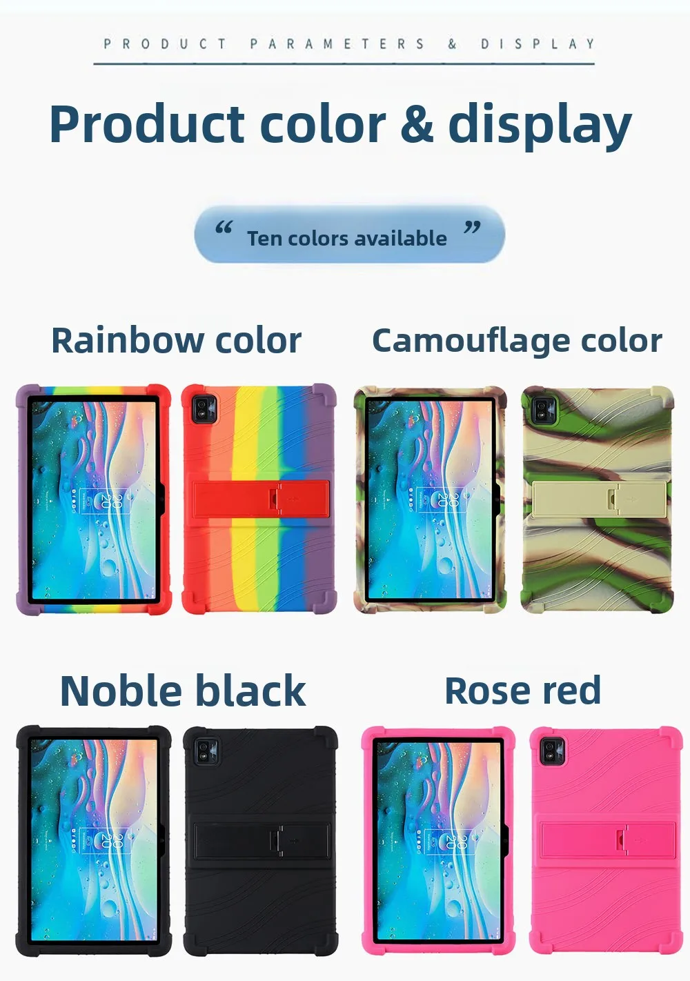Stoßfeste TPU-Hülle für TCL Tab 10S 9081X 10.1, Robuster Stoßfänger mit Ständer, Mehrere Farben – Detail 9
