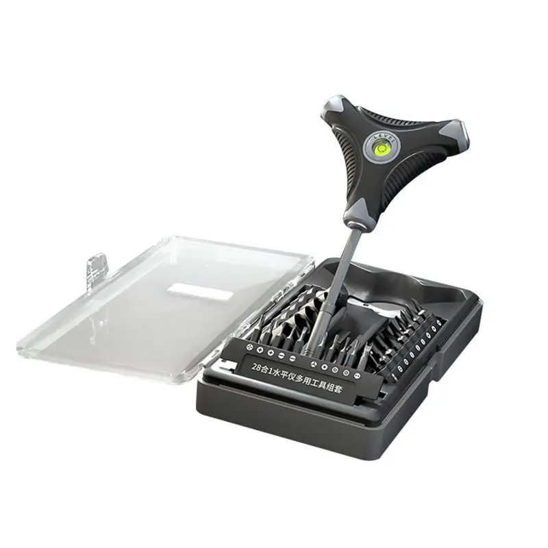 Abjs 28 em 1 conjunto de chave de fenda s2 kit de bits de chave de fenda hex soquete medidor de nível lidar com ferramentas manuais de reparo para eletrônica, relógio