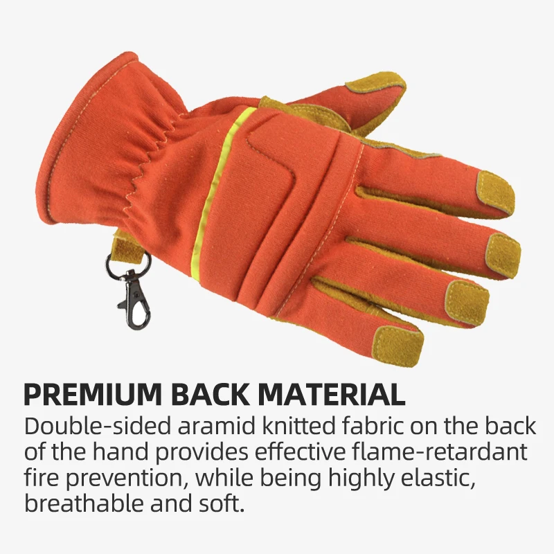 XYEHS 1 Pair/ 2 Pcs Flame Retardant Anti-Cut Safety Work Gloves Cowhide Aramid Fabric Fire-Proof Heat Insulated Emergency Rescue