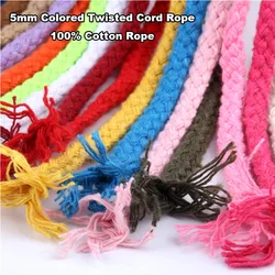 10/5 yardas/lote 5mm cuerda trenzada de colores 100% cuerdas de cuerda de algodón artesanía decorativa trenzada DIY decoración textil para el hogar hecha a mano