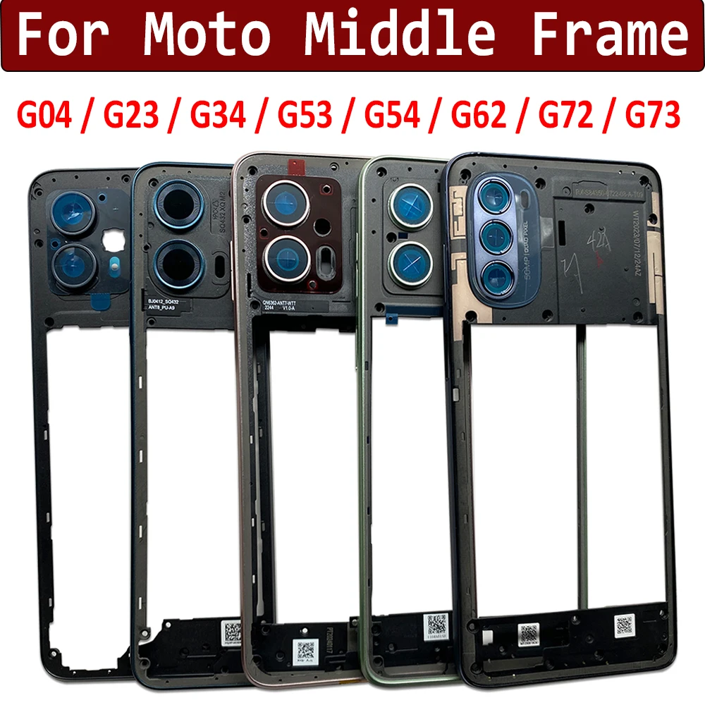 Nowa Obudowa Tylna, Środkowa Ramka, Uchwyt na Ramkę do Moto G04 G23 G34 G53 G54 G62 G72 G73, Części Zamienne i Naprawcze do Środkowej Ramki