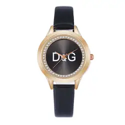 Relojes de cuarzo con diamantes de lujo para mujer, pulsera de cuero Simple, rosa, 2022