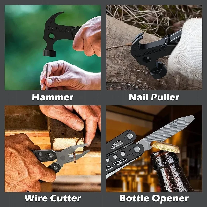 Small Hammer Multi-Tool Hammer Multi-Functional Mini Pliers Camping Gear Survival Tool All in One Survival Tools Multitool