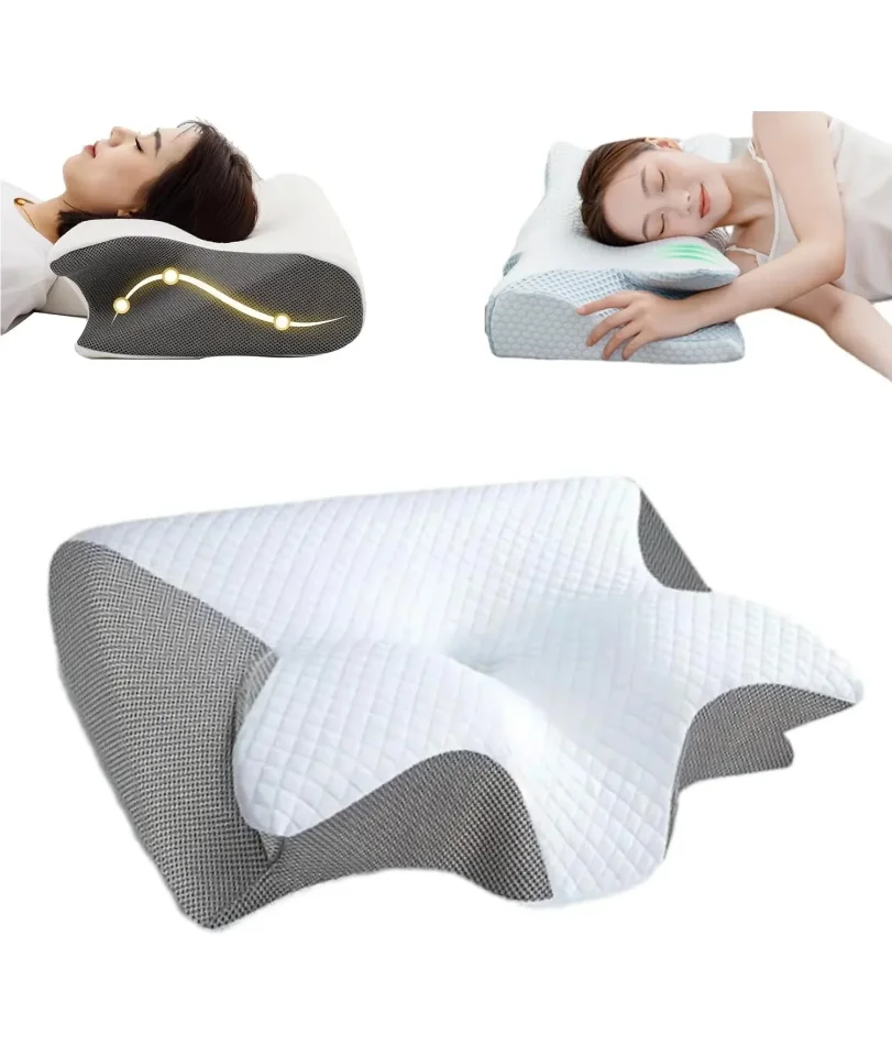 

Stitching Color Pillow Memory Foam Cervical Ergonomic Contoured Orthopedic Relaxing Cervical Pillow Versatile Support Pillow