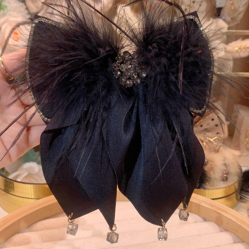 Koreanische Einfarbig Stoff Bogen Haar Clips Kristall Haar Bögen Pferdeschwanz Clip Haarnadel Barrettes Headwear Haar Zubehör für Frauen – Detail 3