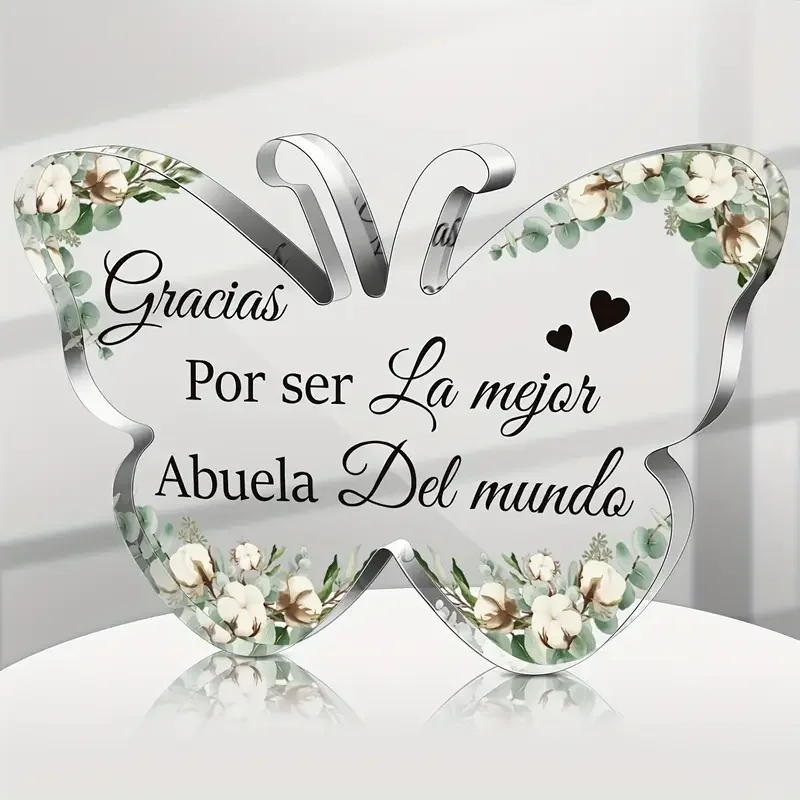 Spanish Christian Acrylic Gift for Women Religious Inspirational Gift with Butterfly Shape Bible Verse Desk Decor Bible Verse