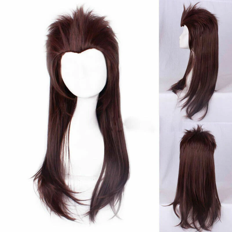 For Cosplay Sally face Larry Wig Slicked Brown Heat Resistant Synthetic Wig 65cm