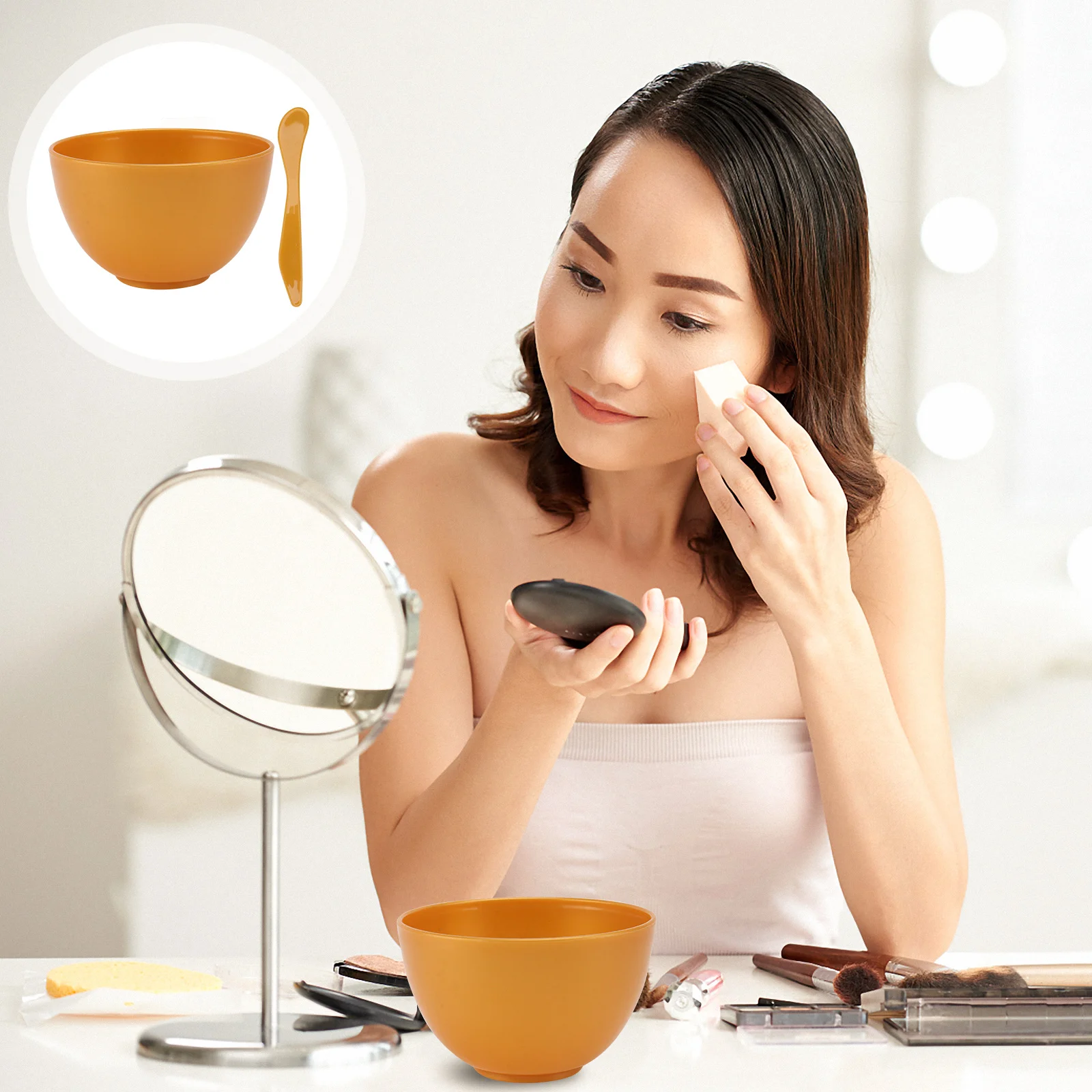 ชามมาส์กหน้า DIY สีทอง ทนทาน ผลิตจากพลาสติก ป้องกันการตกแตก ปลอดภัย ทำความสะอาดง่าย ใช้งานได้ยาวนาน อุปกรณ์เสริมความงาม ใช้ได้ทั้งที่บ้านและร้านเสริมสวย เหมาะสำหรับเป็นของขวัญ