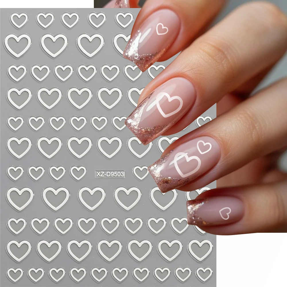 8 pezzi 3D Sweet Love adesivi per unghie scava fuori amore-cuore autoadesivo decalcomanie per unghie San Valentino manicure fai da te decorazioni a forma di cuore