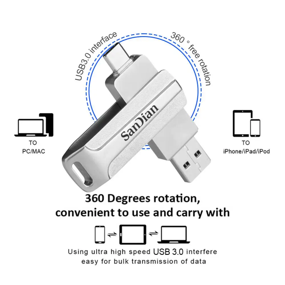 2TB USB 3.0 Flash Drive 2TB High-Speed Pen Drive 16TB 64TB Metal Waterproof Type-C PenDrive for Computer Storage Device