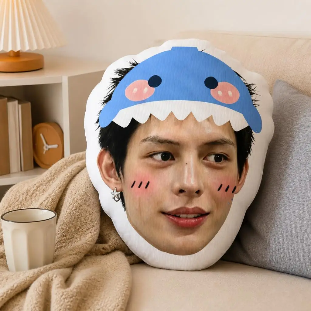 CORTIS Martin Boy Group Shaped Pillow Blue Cartoon Hat Face Cushion Stuffed Throw Pillow for Sofa Bedroom Home Decor Fan Gift