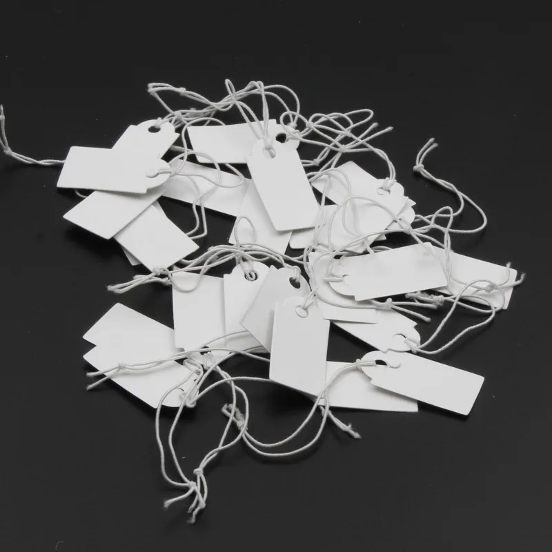 100pcs White Kraft Paper String Blanks Price Tag Wedding Favour Price Label Paper Tag Jewelry Pricing Tags With Rope 23x13mm