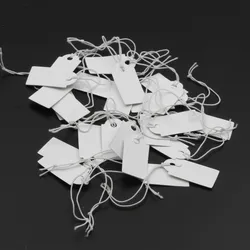 100pcs White Kraft Paper String Blanks Price Tag Wedding Favour Price Label Paper Tag Jewelry Pricing Tags With Rope 23x13mm