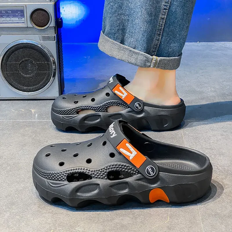 

Hole Men's Summer Sandlas Shoes Outdoor Beach Slides Platform Male Slipper High Quality Fashion Fun Original Adult 2024 Style