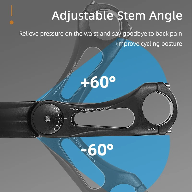 

WEST BIKING ±60° Adjustable Bicycle Stem Aluminum Alloy Bike Handlebar Riser Hollow Lightweight Cycling Stem for Mountain Road