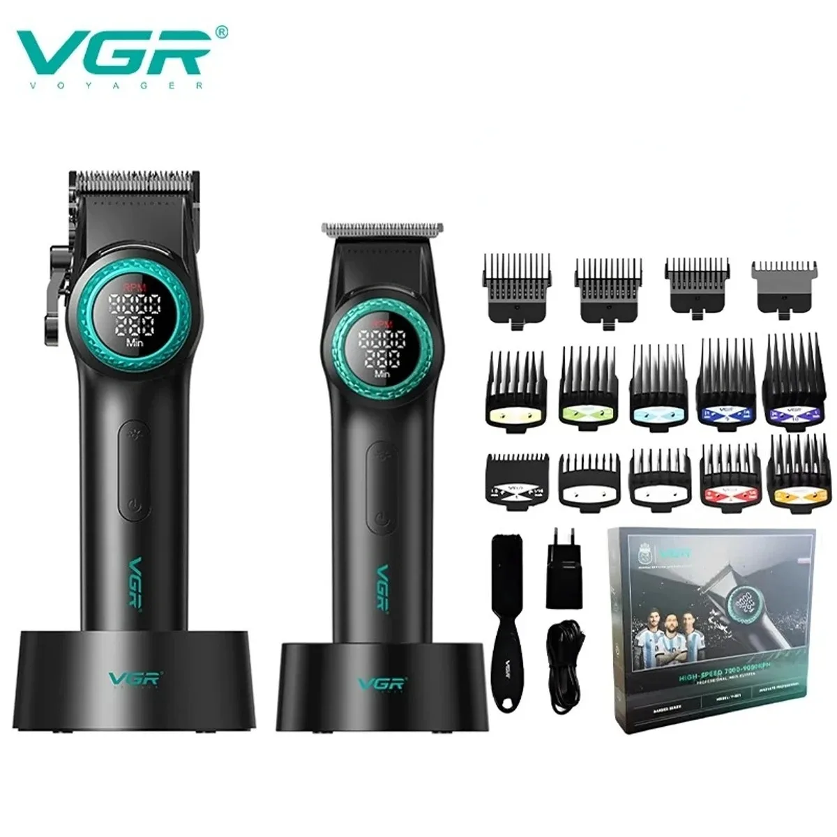 VGR 001 Men's Hair Trimmer with LED Display, 9000 RPM