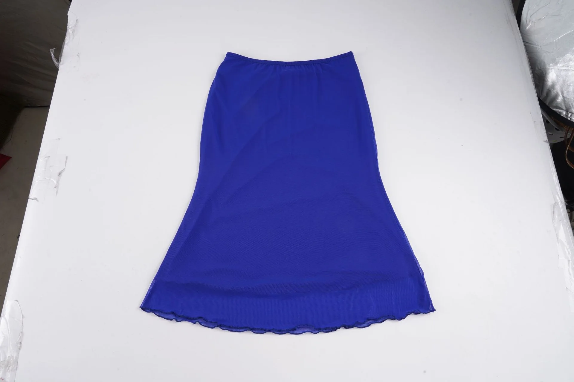 Women's Klein Blue Mesh Midi Skirt Low Waist Sexy Elegant Figure-Flattering European Style view 6