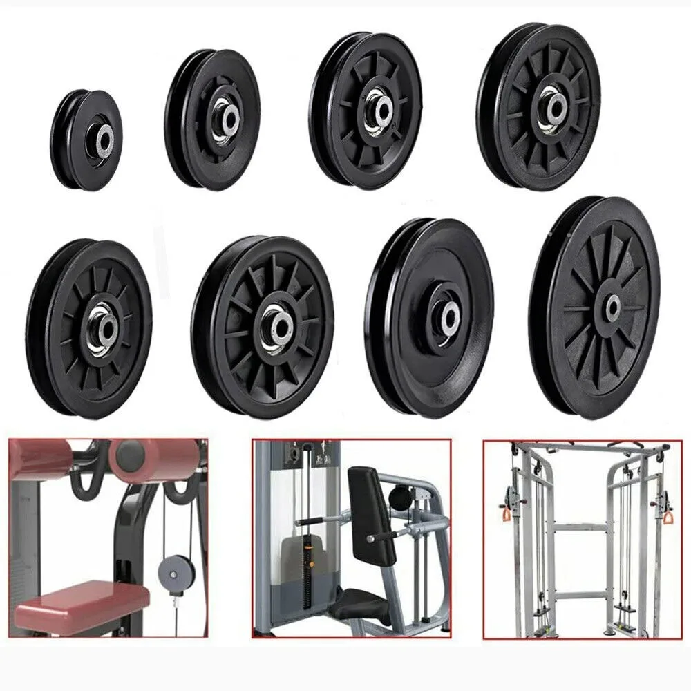 Fitness Equipment Parts Pulley Wheel Cable Machine Part Black Nylon Pulley Good Wear Resistance Light Weight Nylon Bearing