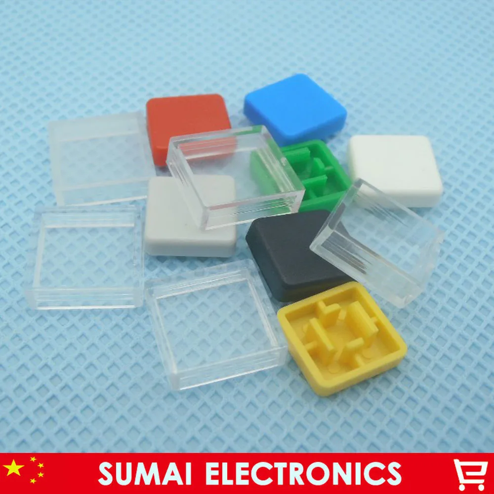 200 pairs (Tactile Push Button Switch Cap+ transparent case) for 12*12*7.3MM button switch ,7 color choose