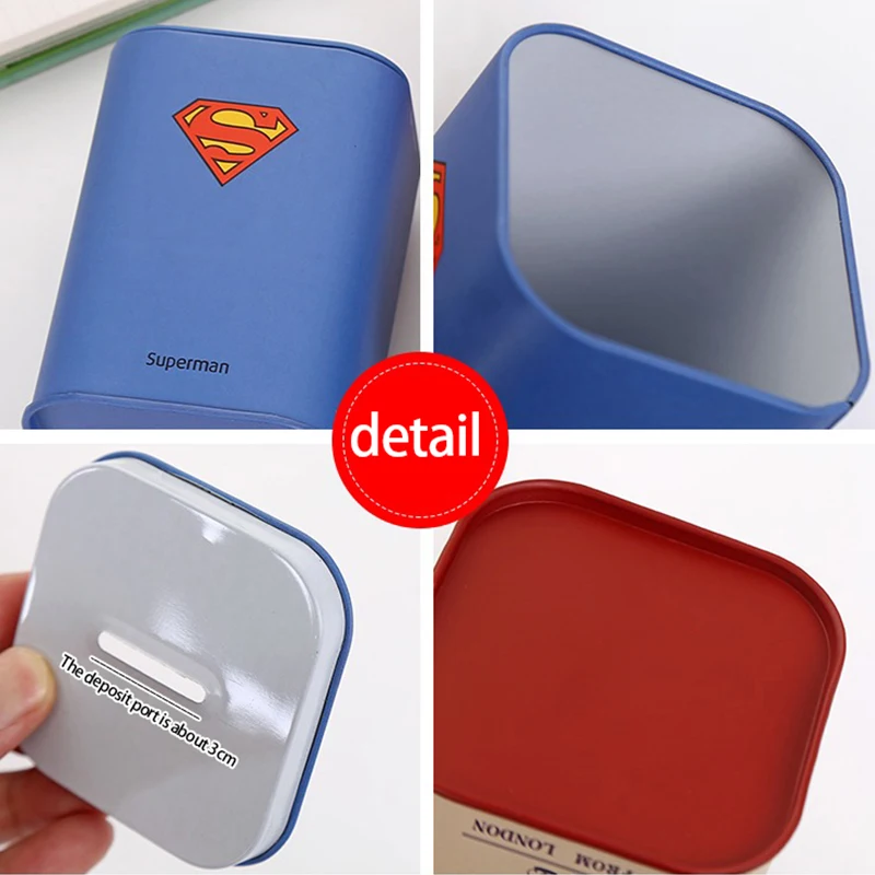 1Pc Cute Piggy Bank Metal Personalise Square Logbook Series Tin Plate Box Money Saving Pot Coin Box Jewelry Box Storage Tank